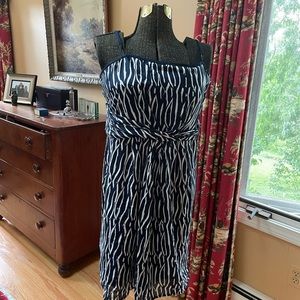 Navy and White Cotton Sundress  from Ann Taylor Loft - Size 14